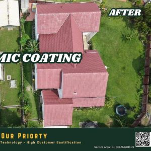Roof ceramic coating applied to refurbish and waterproof aged TTDI roof tiles