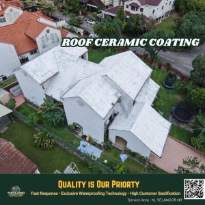 Roof ceramic coating applied to refurbish and waterproof aged TTDI roof tiles