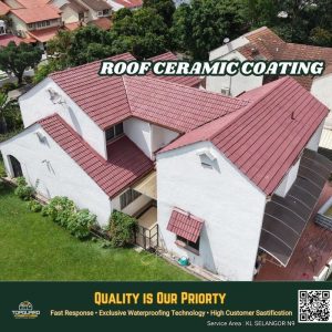 Roof ceramic coating applied to refurbish and waterproof aged TTDI roof tiles