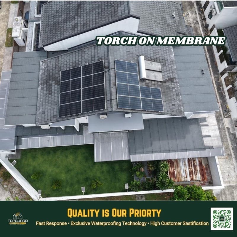 Before putting torch on membrane as TopGuard solution to slab levelling for a double-storey house in Ampang