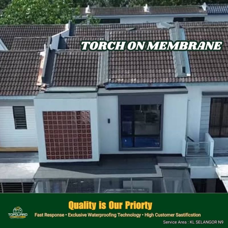 TopGuard torch on membrane roof repair in Puchong