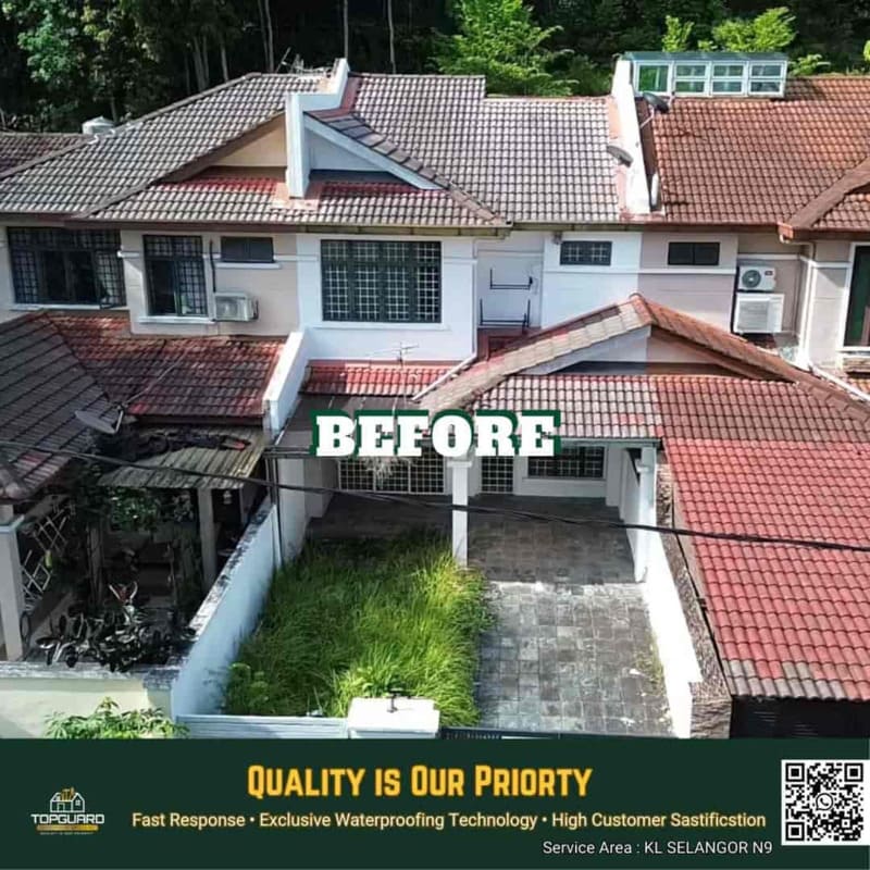 TopGuard’s 5-year warranty of waterproofing protection for house in Selangor
